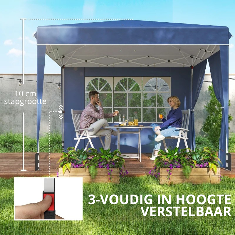 Nancy's Policoro Paviljoen - Party tent - Pop-up ontwerp - Blauw / Wit - 300 x 300 x 275 cm