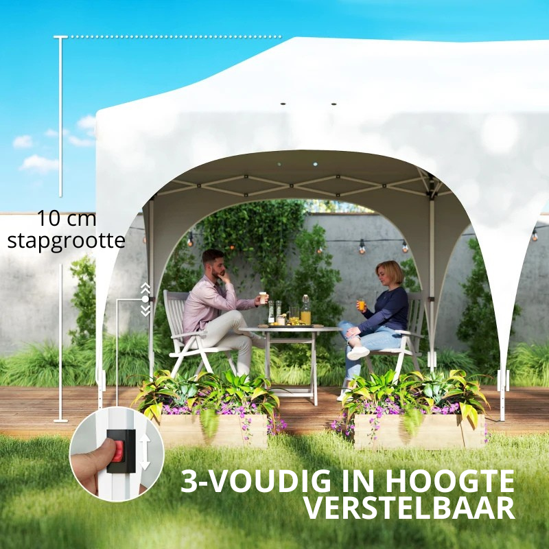 Nancy's Polinago Party tent - Paviljoen - Opvouwbaar - Lichtgrijs / Wit - ± 600 x 30B x 315 cm