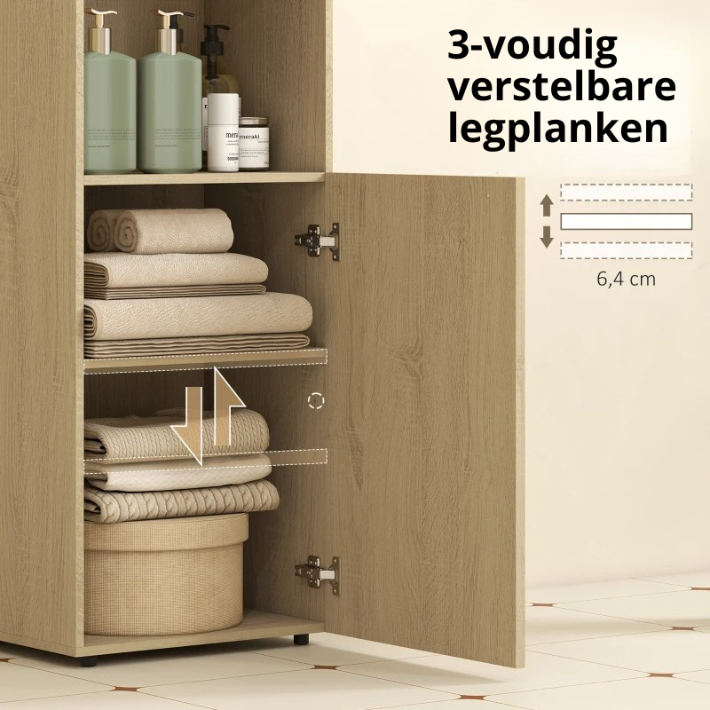 Nancy's Pederobba Badkamerkastje - Badkamermeubel - Eikenhout look - ± 40 x 30 x 105 cm