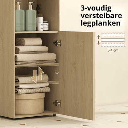 Nancy's Pederobba Badkamerkastje - Badkamermeubel - Eikenhout look - ± 40 x 30 x 105 cm