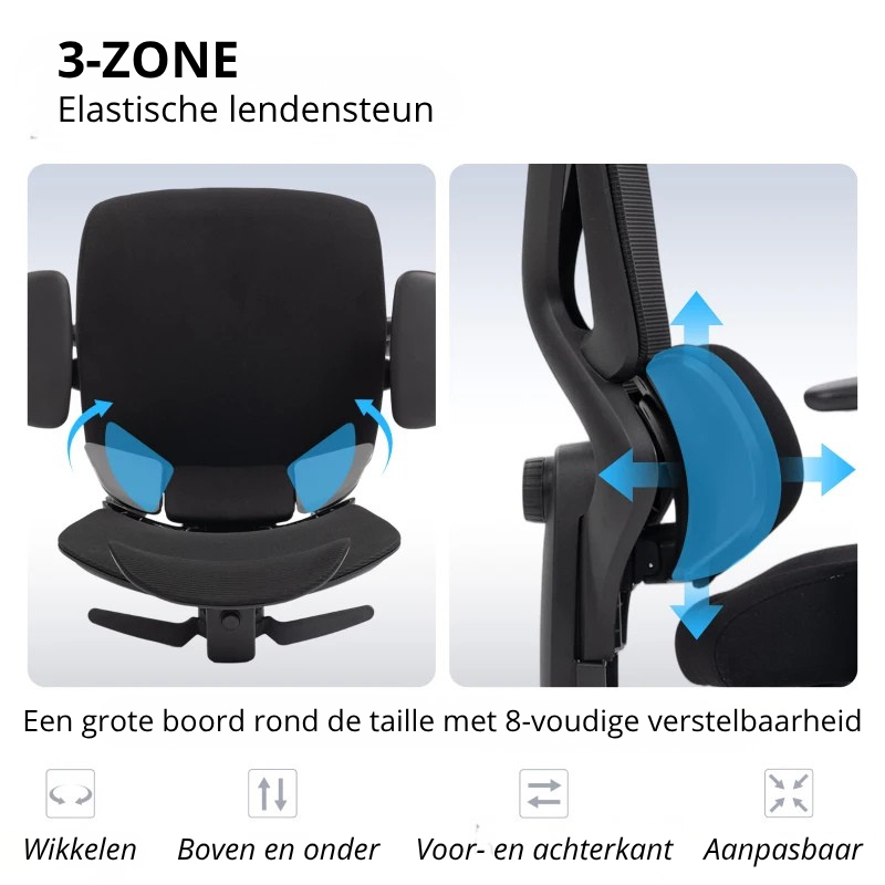 Nancy's Paluzza Bureaustoel - Kantoorstoel - Computerstoel - Ergonomisch - Aanpasbaar - Zwart - Netstof