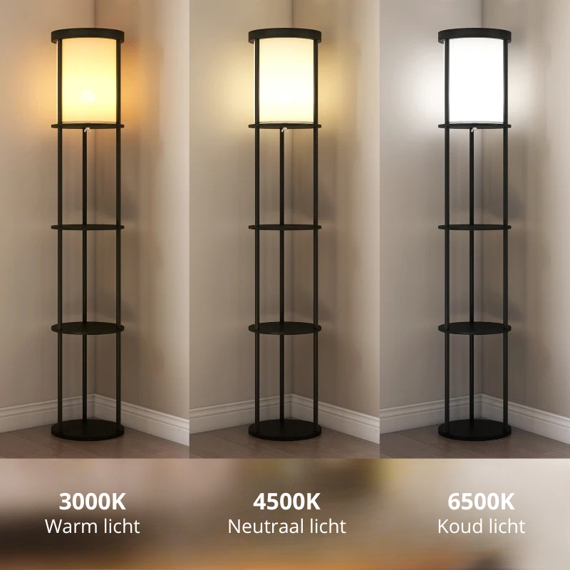 Nancy's Paganica Vloerlamp - Staande Lamp - Instelbare kleurtemperatuur - Zwart / Wit