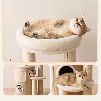 Nancy's Torriana Krabpaal - Klimboom voor katten - Kattenboom met 4 niveaus - Beige - 55 x 39 x 90 cm