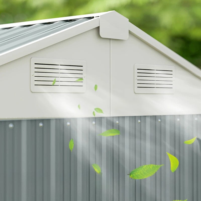 Nancy's Puglia Opbergschuur - Gereedschapsschuur - Tuinschuur - Grijs - Staal - ± 210 x 175 x 235 cm