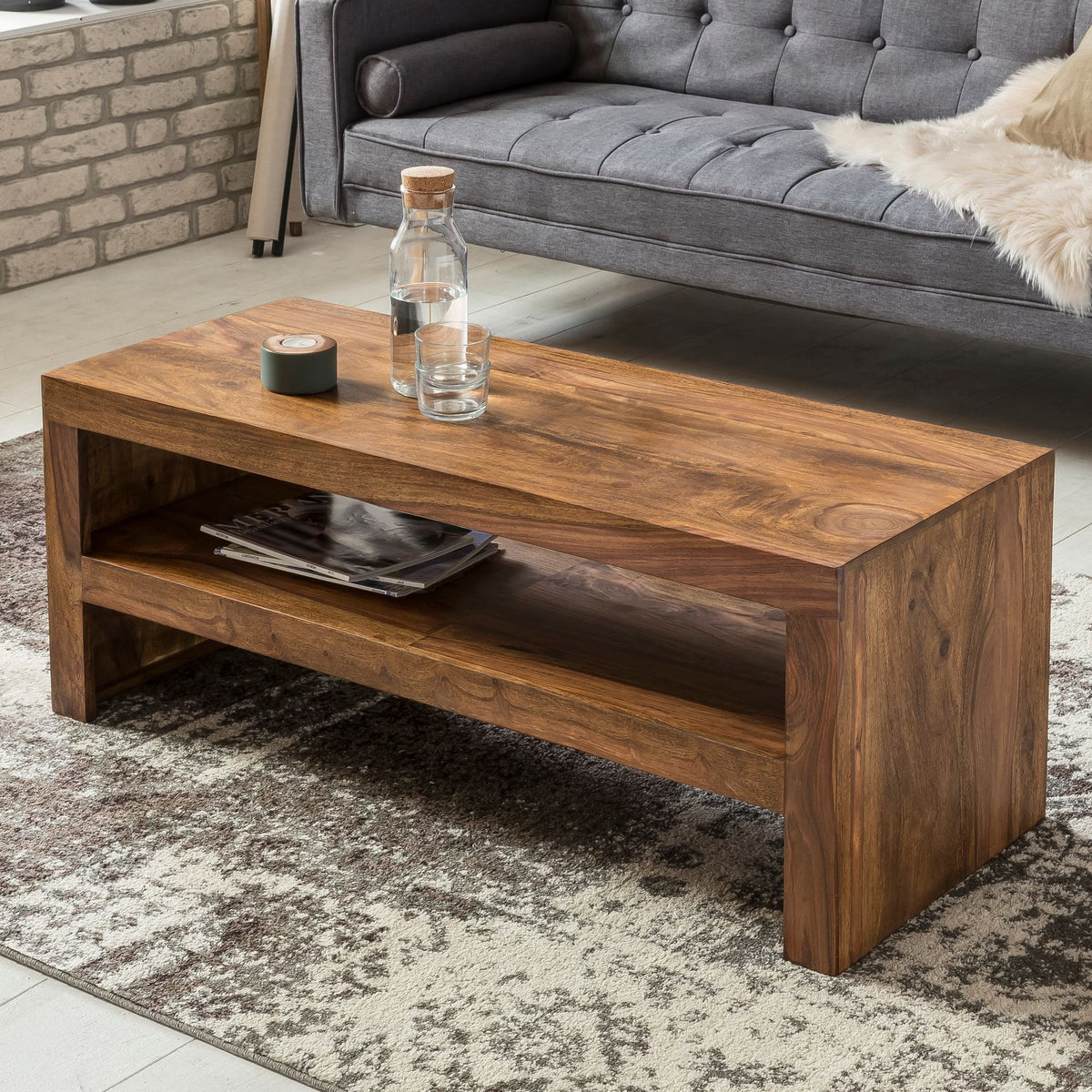 Nancy's Ustica Salontafel - Koffietafel - Massief Sheeshamhout - 110 x 45 x 45 cm