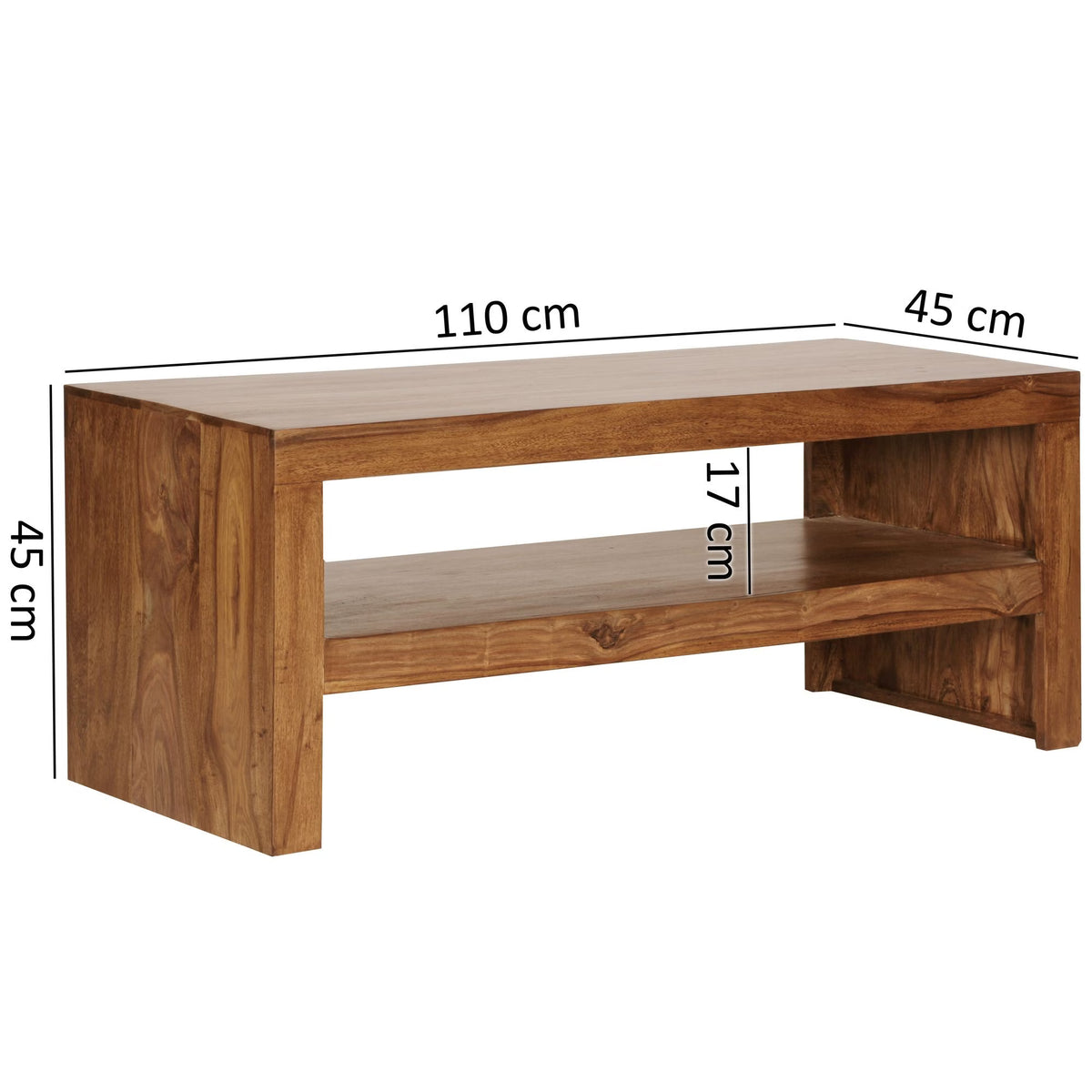 Nancy's Ustica Salontafel - Koffietafel - Massief Sheeshamhout - 110 x 45 x 45 cm