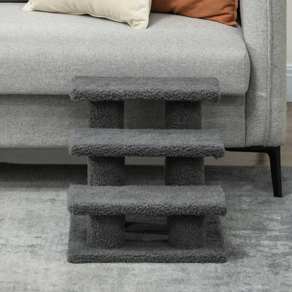Nancy's Torno Kattentrap - Met 3 treden - Donkergrijs - Pluche - 45 x 35 x 34 cm
