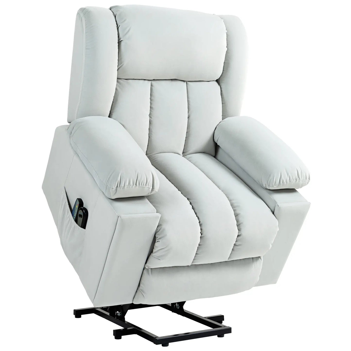 Nancy's Escalhao Sta op stoel - Opsta stoel - Seniorenstoel - Massagestoel - Relaxfauteuil - Lichtgrijs - Fluweel