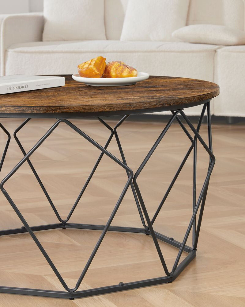 Nancy's Wombwell Salontafel Multifunctioneel - Bruin - Zwart - Industrieel - Vintage - 80 x 45 cm Ø x H