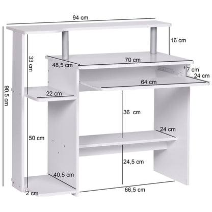 Nancy's Flatiron District Bureau - Computertafel - Computerbureau - Wit - ± 95 x 50 x 90 cm