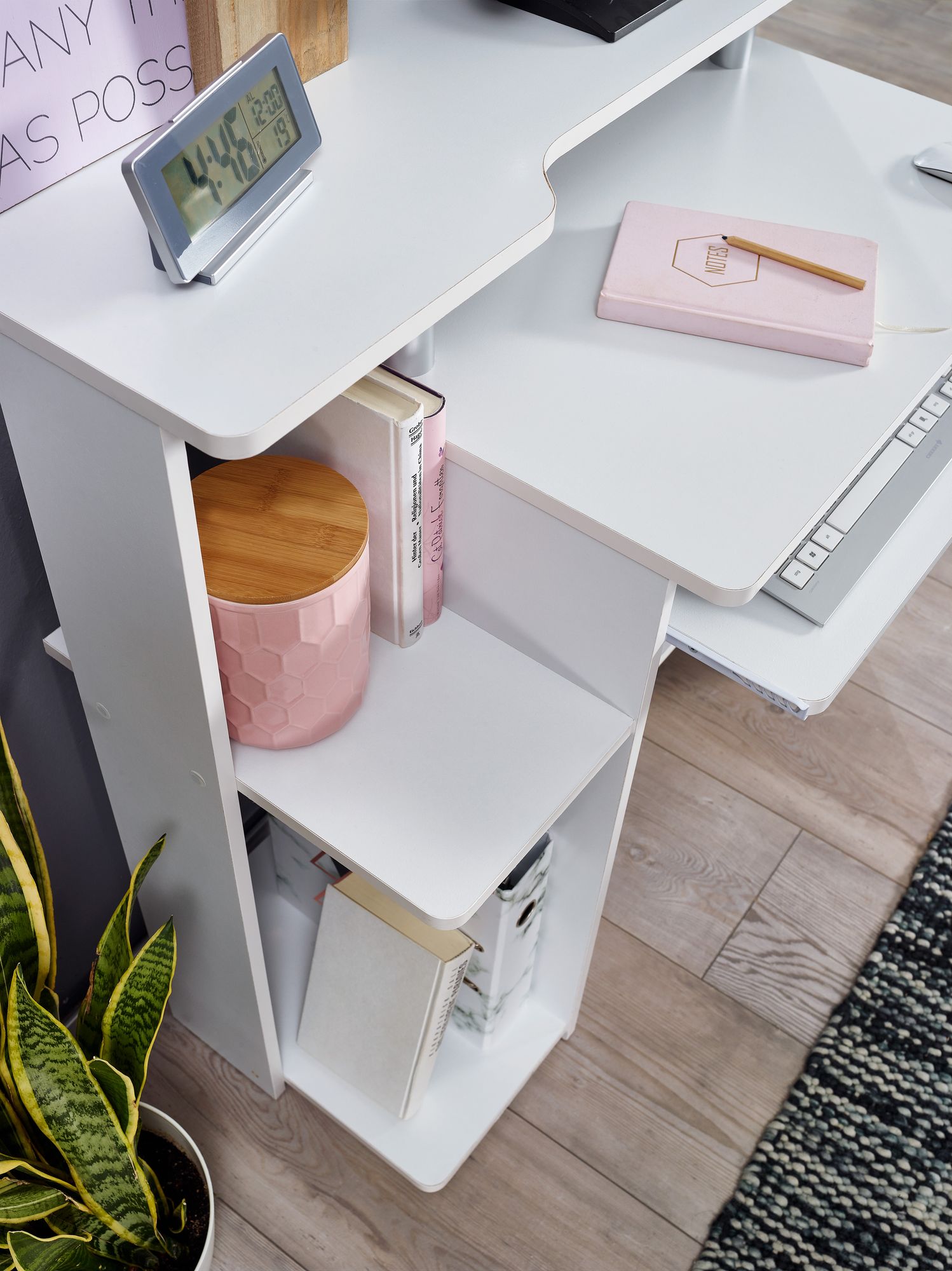 Nancy's Flatiron District Bureau - Computertafel - Computerbureau - Wit - ± 95 x 50 x 90 cm