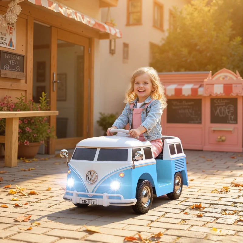 Nancy's Pettenasco Elektrische auto voor kinderen - Volkwagen Camper - Kinderauto - 3-8 km/u - Blauw