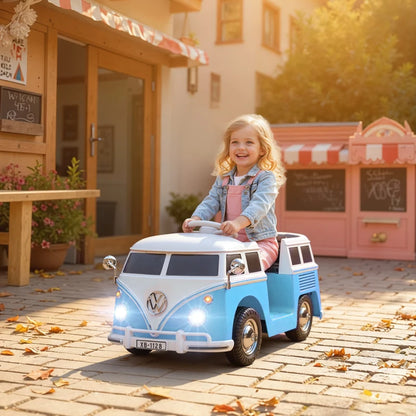 Nancy's Pettenasco Elektrische auto voor kinderen - Volkwagen Camper - Kinderauto - 3-8 km/u - Blauw