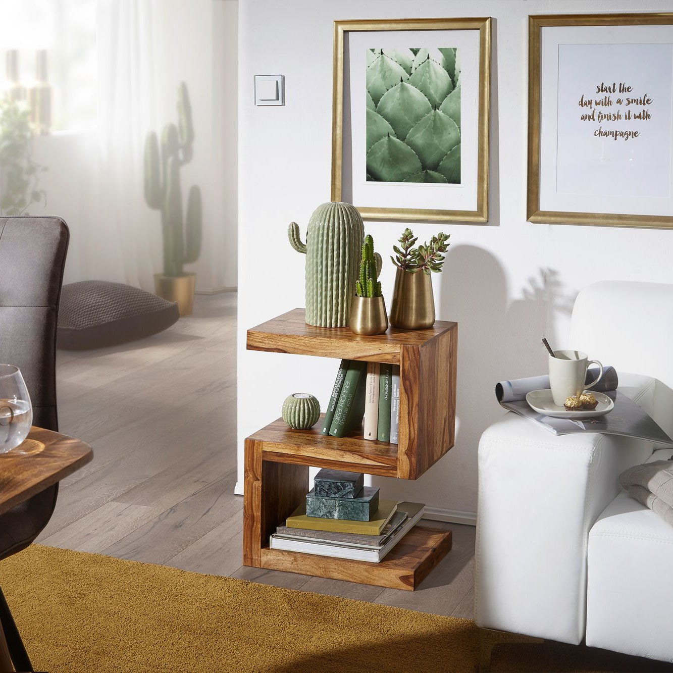 Table d'appoint Nancy en forme de S - Table basse - Tables basses - Bois de Sheesham