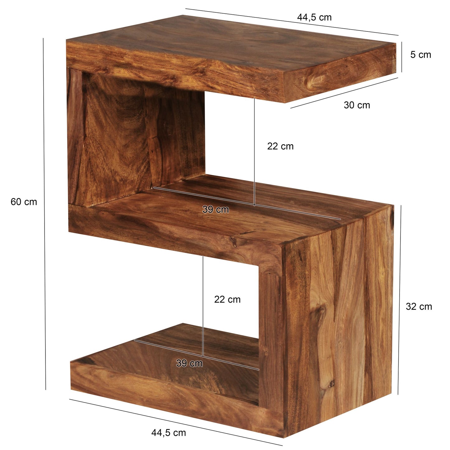 Table d'appoint Nancy en forme de S - Table basse - Tables basses - Bois de Sheesham