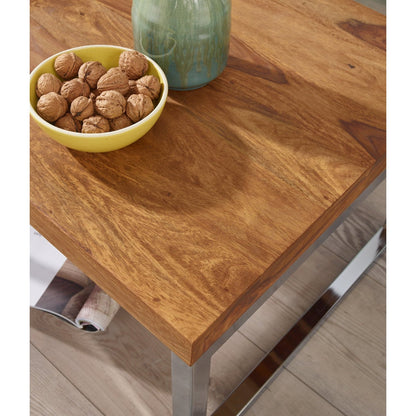 Nancy's Uvalde Side Table - Solid Wood - Sheesham - Coffee Table - Coffee Table - 60 x 60 cm - Brown - Silver