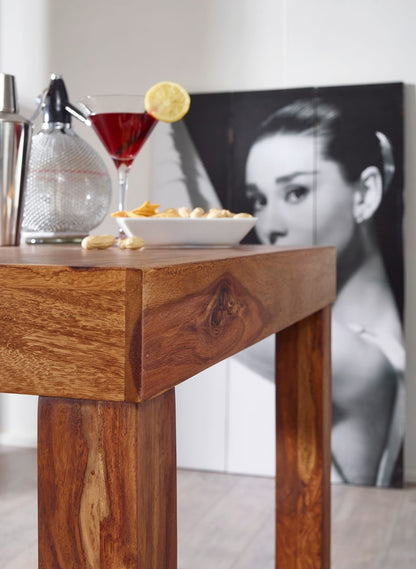 Nancy's Pretoro Bartafel - Hoge Keukentafel - Statafel - Massief Sheeshamhout - 80 x 80 x 110 cm