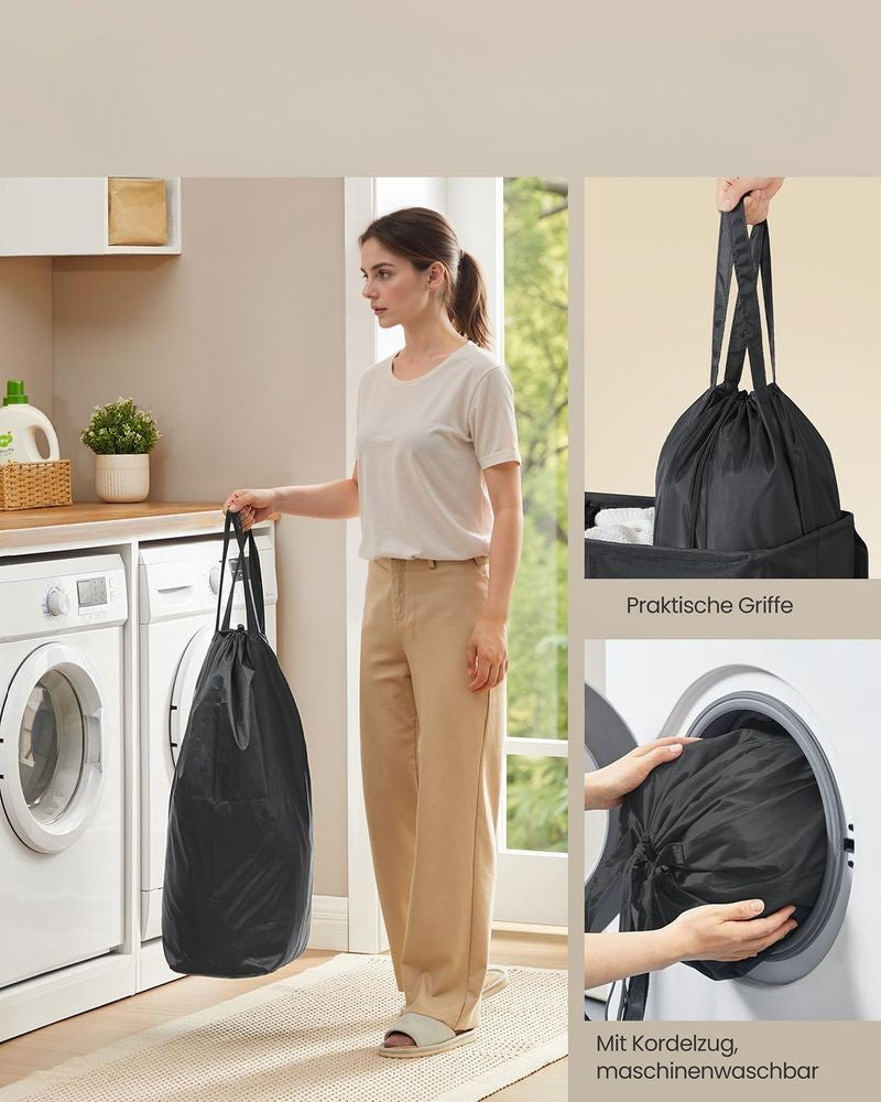 Nancy's Molinella Wasmand - Wasbox - Was sorteerder - 3 vakken - Zwart - 160 Liter