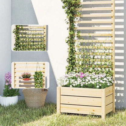 Nancy's Portoscuso Plantenbak - Bloembak met klimrek - Verhoogde Plantenbak - Dennenhout - ± 60 x 40 x 200 cm