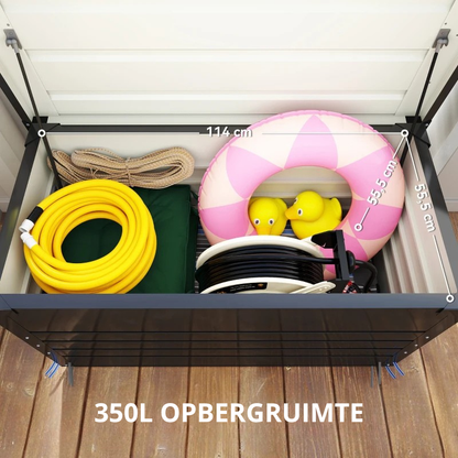 Nancy's Robella Tuinkussenbox - Opbergbox voor buiten - Tuinkist - Grijs - Staal - 120 x 60 x 60 cm
