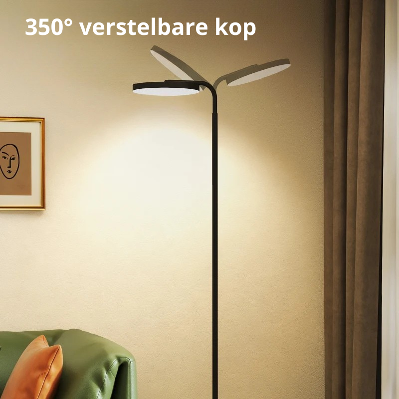 Nancy's Pareto Vloerlamp - Staande Lamp - Aanpasbare LED-Verlichting - Draaibare Kop - Zwart - Staal