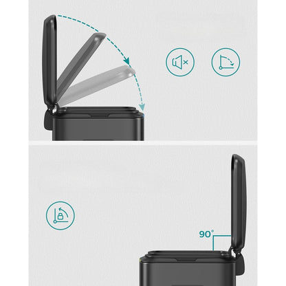 Nancy's Cookville Prullenbak- Afvalscheiding - 40 L - Pedaalemmer - Metaal - Handgrepen - Softclose - Zilver - 44,5 x 36 x 60 cm