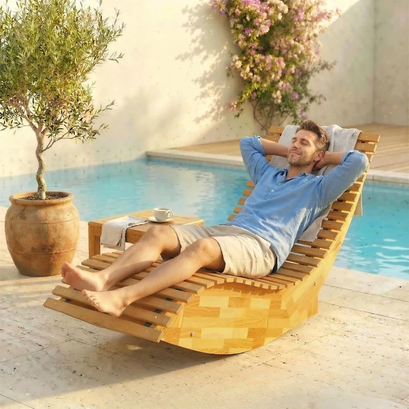 Nancy's Sardara Ligbed - Loungebed - Ergonomisch - Opvouwbaar - Acaciahout