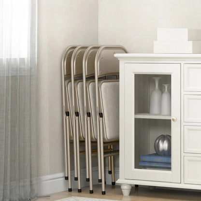 Nancy's Noto Klapstoelen - Set van 4 - Vouwstoel - Beige - Staal / Linnen