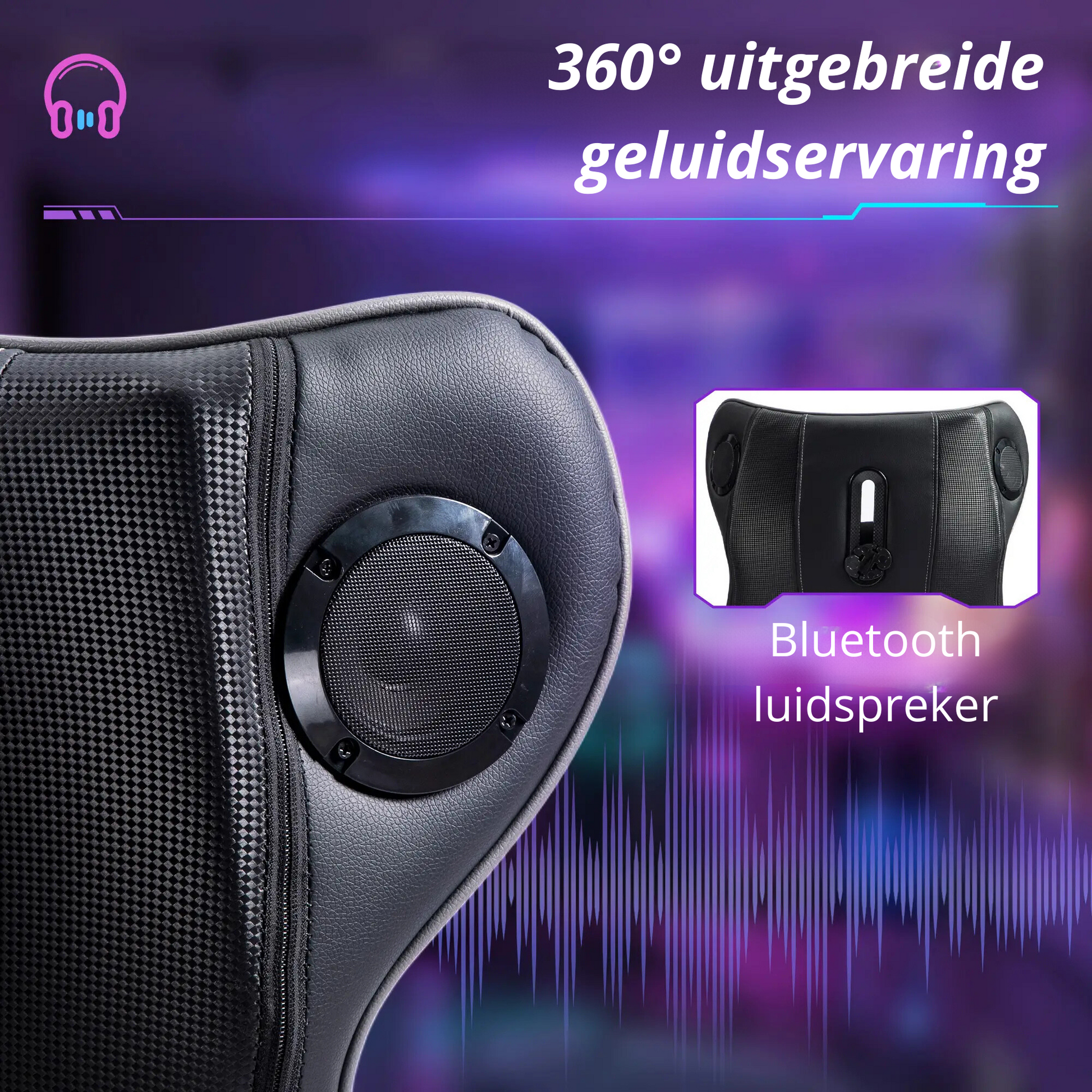 Nancy's Mangualde Gamestoel - Gaming Stoel - Bureaustoel - Bluetooth Speakers - Aanpasbaar - Zwart / Grijs