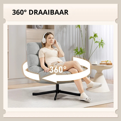 Nancy's Padula Draaifauteuil - Draaistoel - Relaxfauteuil - Lichtgrijs - Chenille