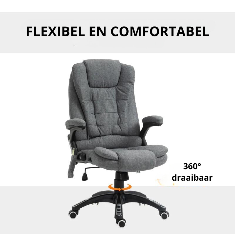Nancy's Mayflower II Massage Bureaustoel - Massage en verwarmingsfunctie - Draaibaar - Grijs