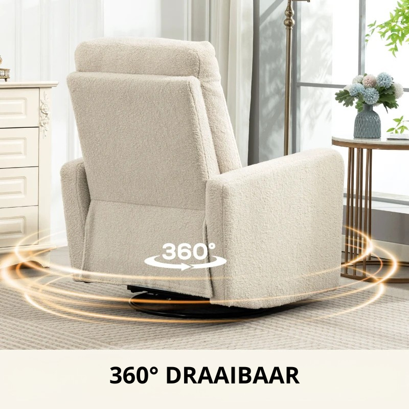 Nancy's Padus Relaxfauteuil - Loungestoel - Relaxstoel - Beige - Fleece