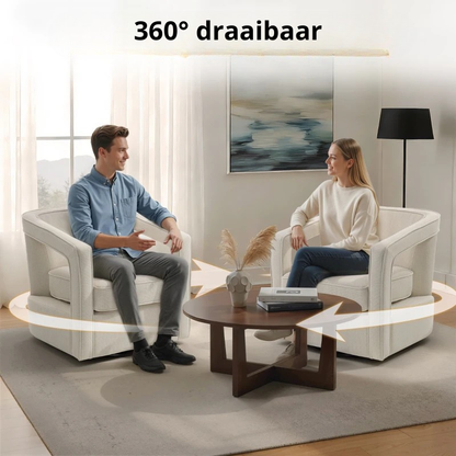 Nancy's Pisogne Draaifauteuil - Draaistoel - Relaxfauteuil - Beige - Linnen