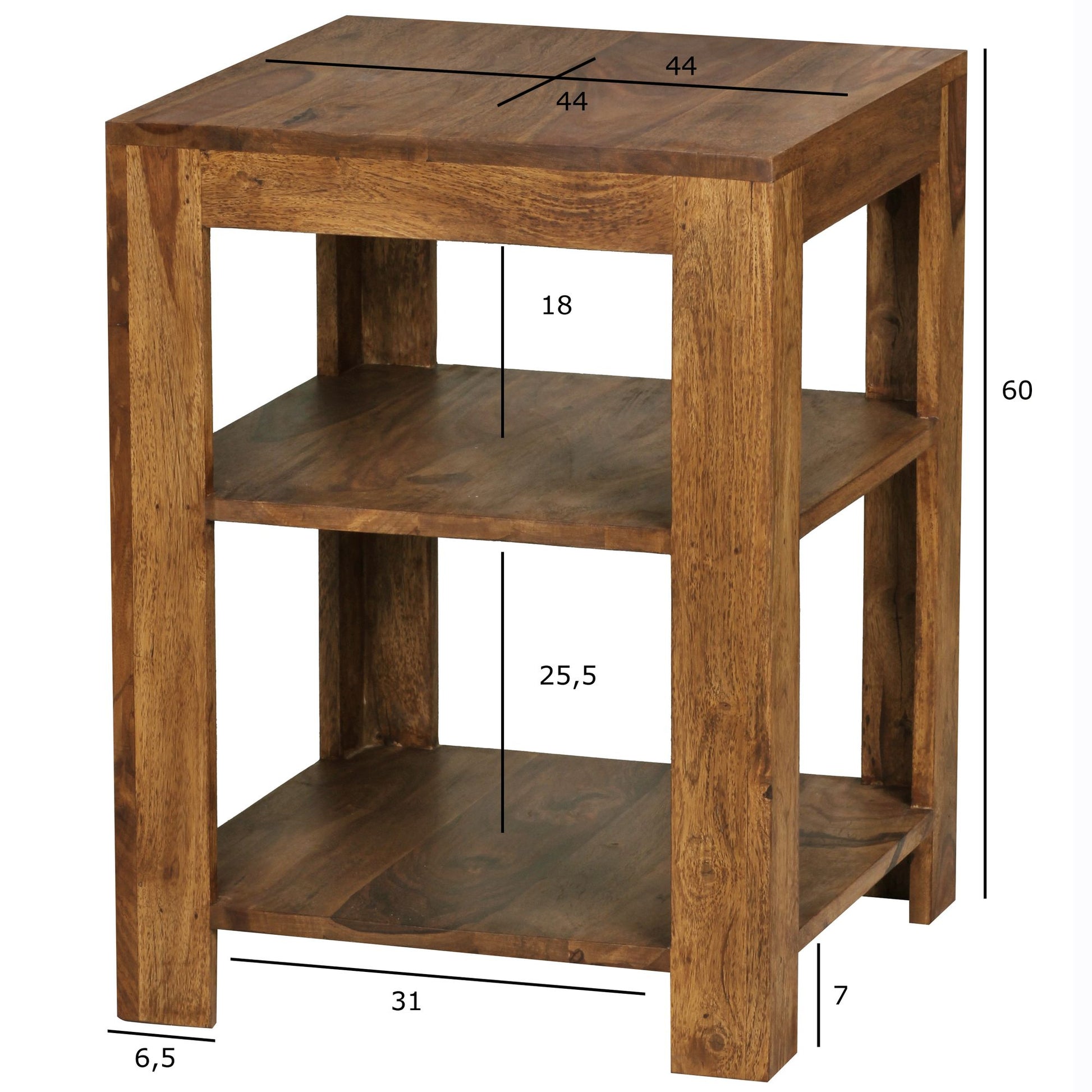Nancy's bijzettafel met 2 lagen - Bijzettafels - Sheesham hout - 44 x 44 x 60cm