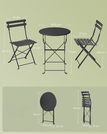Nancy's Rovereto Bistroset - Balkonset - Tuinset - Zwart - Staal
