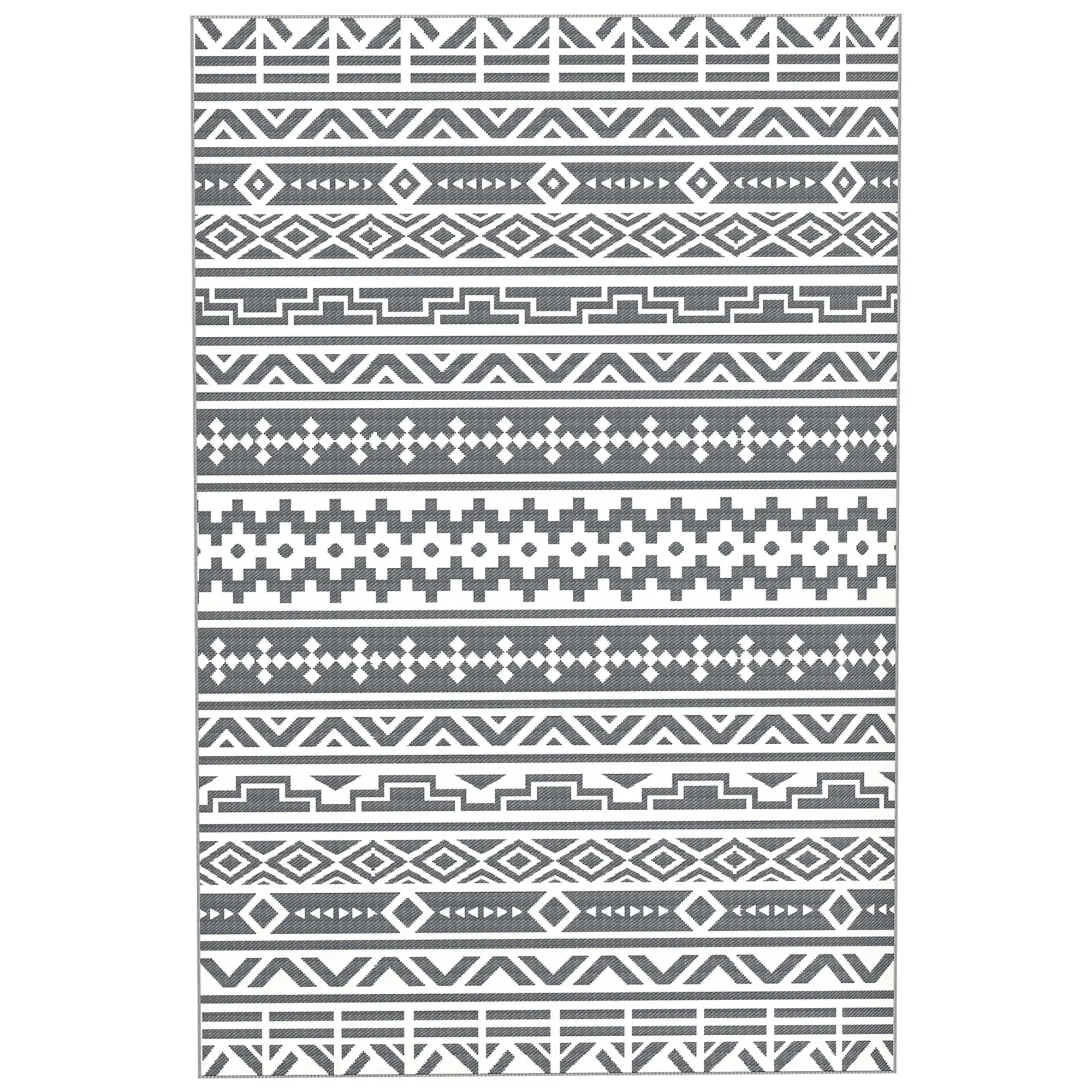 Nancy's Lamelas Buitenkleed - Tuinkleed - Buiten Vloerkleed - Buiten Tapijt - Dubbelzijdig - Grijs / Wit - ± 180 x 275 cm