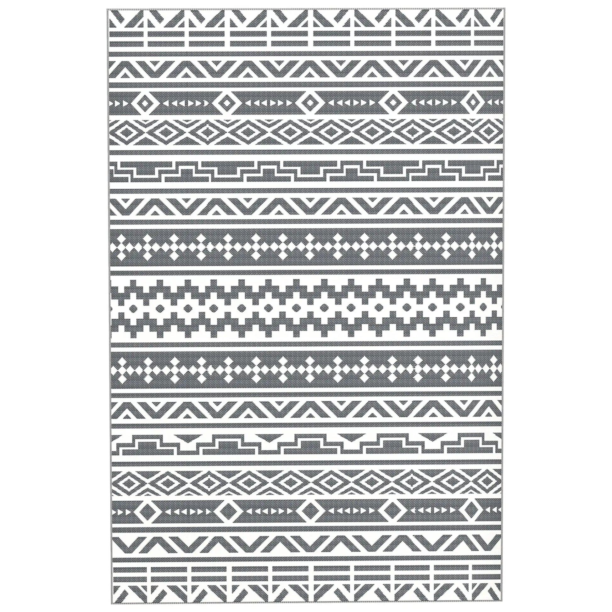 Nancy's Lamelas Buitenkleed - Tuinkleed - Buiten Vloerkleed - Buiten Tapijt - Dubbelzijdig - Grijs / Wit - ± 180 x 275 cm