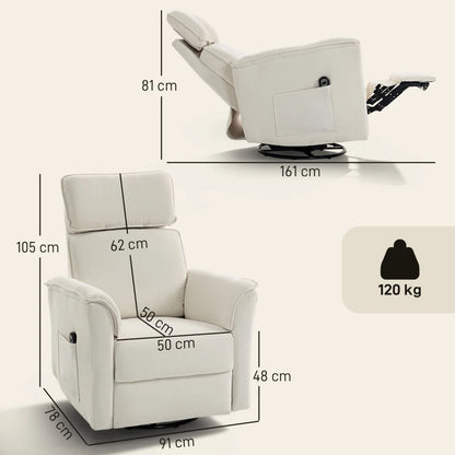 Nancy's Pontebba Elektrische Fauteuil - Relaxfauteuil - Verstelbaar - Crèmewit - Chenille