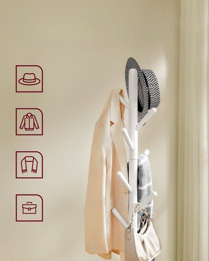 Nancy's Casteleiro Staande Kapstok - Garderoberek - Wit - Rubberhout - ± 170 cm hoog