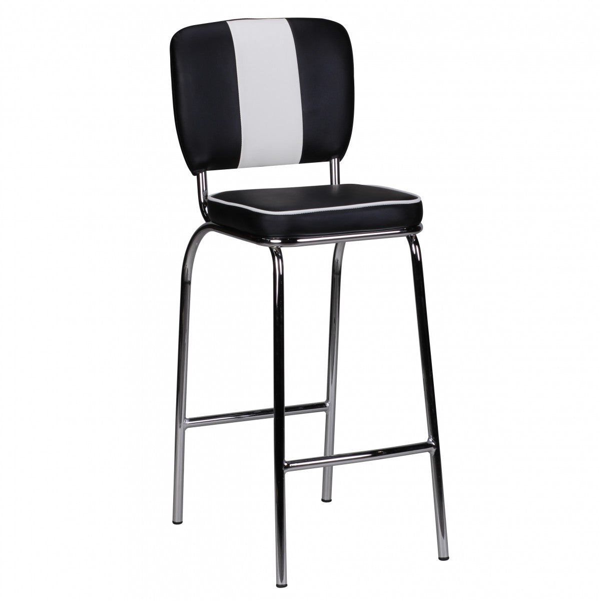 Nancy's Westgate Luxe Retro Barkruk - Vintage Barkruk - Amerikaanse Eetbarstoel - Zwart / Wit - Lederlook