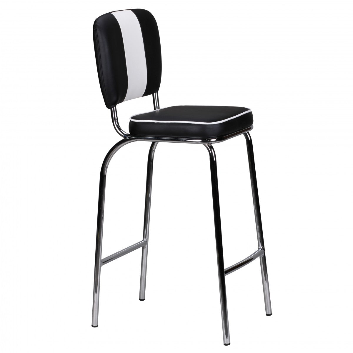 Nancy's Westgate Luxe Retro Barkruk - Vintage Barkruk - Amerikaanse Eetbarstoel - Zwart / Wit - Lederlook