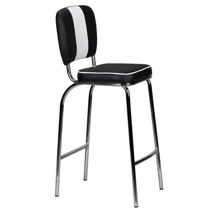 Nancy's Westgate Luxe Retro Barkruk - Vintage Barkruk - Amerikaanse Eetbarstoel - Zwart / Wit - Lederlook