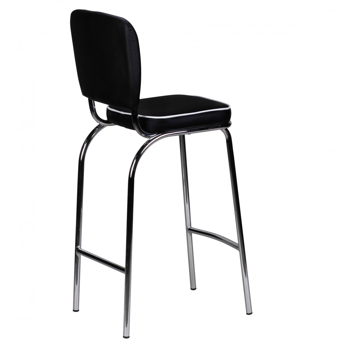Nancy's Westgate Luxe Retro Barkruk - Vintage Barkruk - Amerikaanse Eetbarstoel - Zwart / Wit - Lederlook