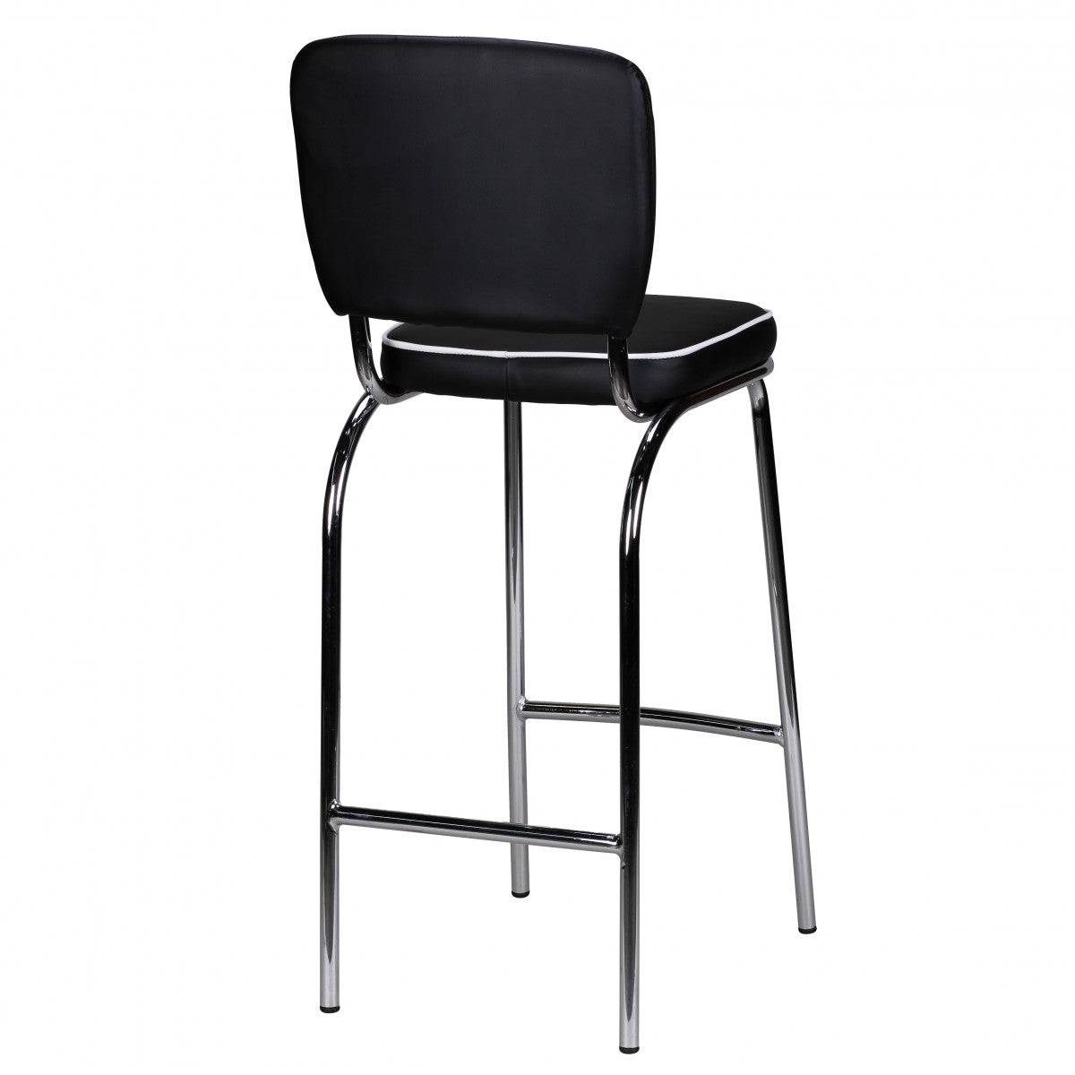 Nancy's Westgate Luxe Retro Barkruk - Vintage Barkruk - Amerikaanse Eetbarstoel - Zwart / Wit - Lederlook