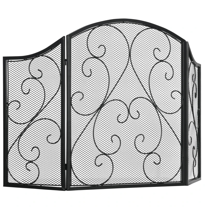 Nancy's Ceira Haardscherm - Openhaardrek - Vonkenscherm - Zwart - Staal - ± 65 x 30 x 80 cm 