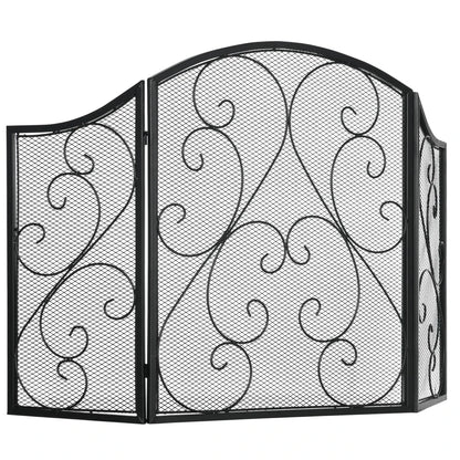 Nancy's Ceira Haardscherm - Openhaardrek - Vonkenscherm - Zwart - Staal - ± 65 x 30 x 80 cm 