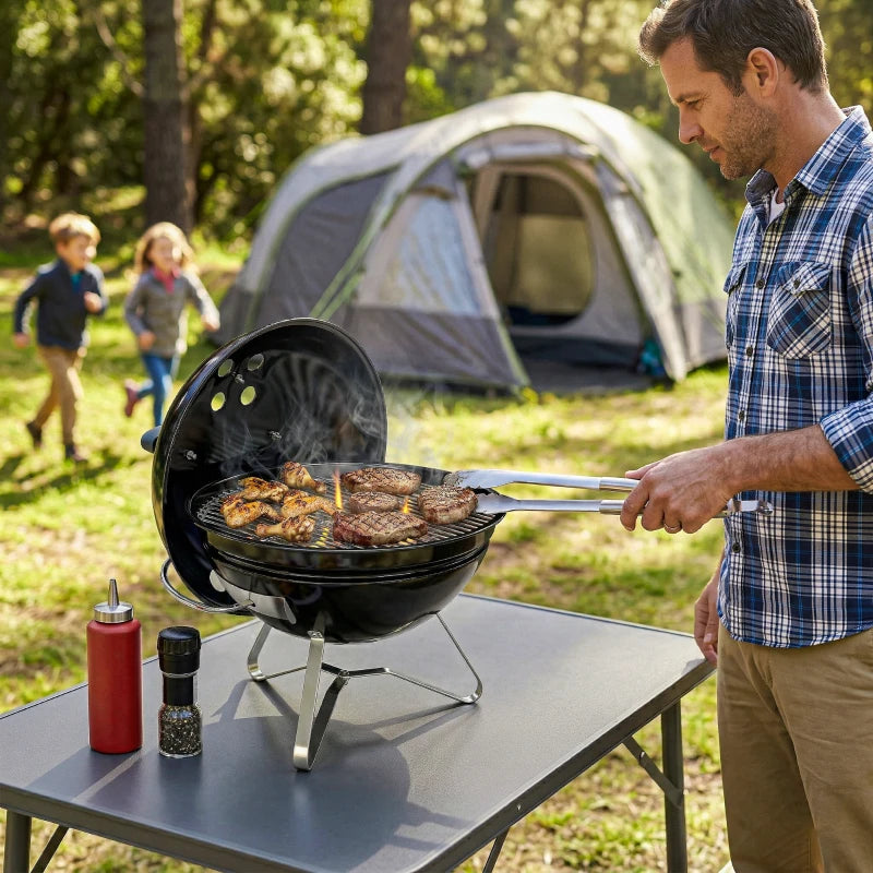 Nancy's Scorzè Kogelbarbecue - Houtskoolbarbecue - Robuust - Weerbestendig - Draagbaar - Zwart