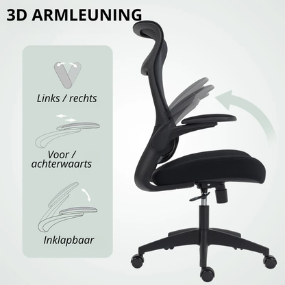 Nancy's Palmoli Bureaustoel - Computerstoel - Kantoorstoel - Ergonomisch - 3D Armleuningen -Zwart