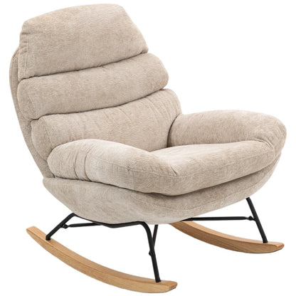 Nancy's Paciano Schommelstoel - Relaxstoel - Relaxfauteuil - Crèmewit - Chenille