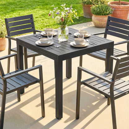 Nancy's Roccaraso Tuintafel - Buitentafel - Eettafel voor buiten - Uitschuifbaar - Zwart - Aluminium - 160/80 x 80 x 75 cm